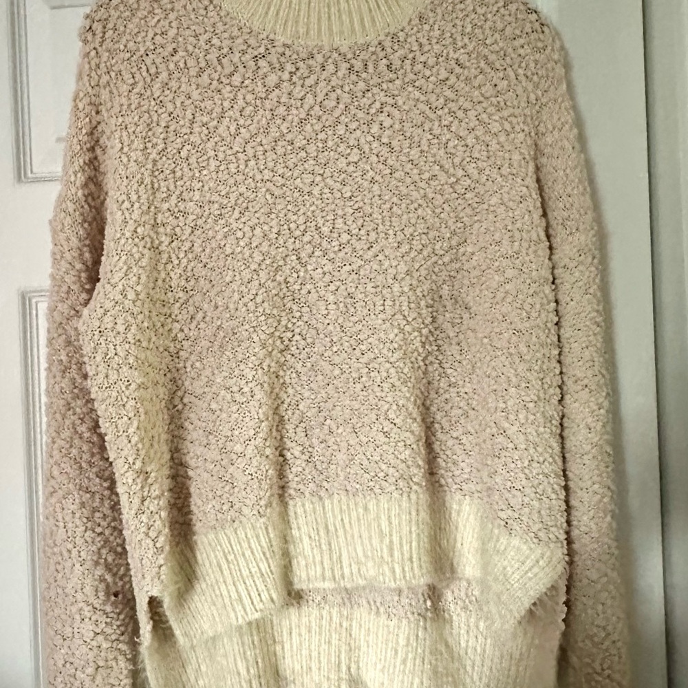 En Creme Cream Crew Neck Sweater with Textured Knit